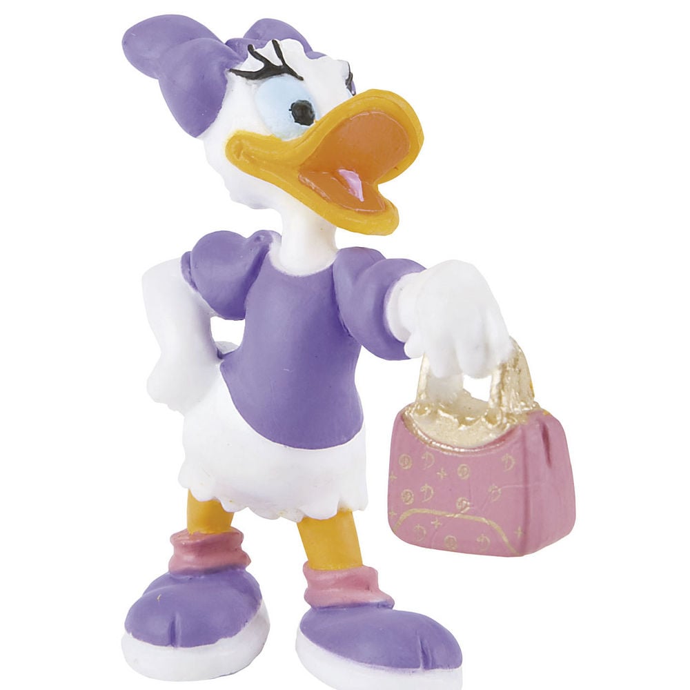 Figura Daisy de Disney BULLYLAND con vestido morado y accesorio rosa