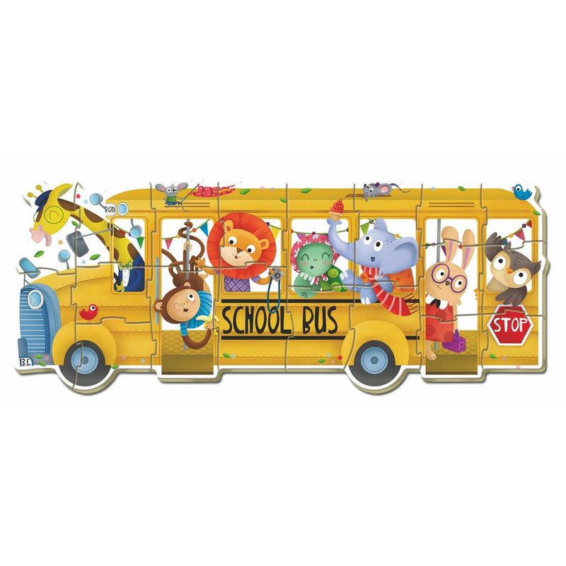 Puzzle Educa Baby School Bus con autobús amarillo y animales - 3