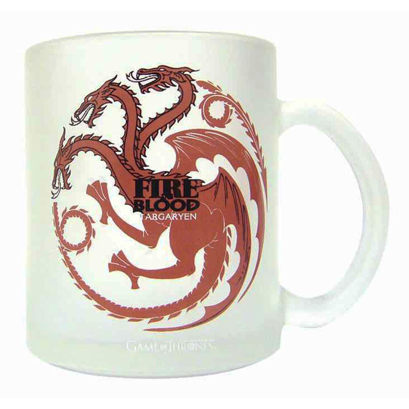 Taza de vidrio translúcido Targaryen de Juego de Tronos con diseño Fire and Blood