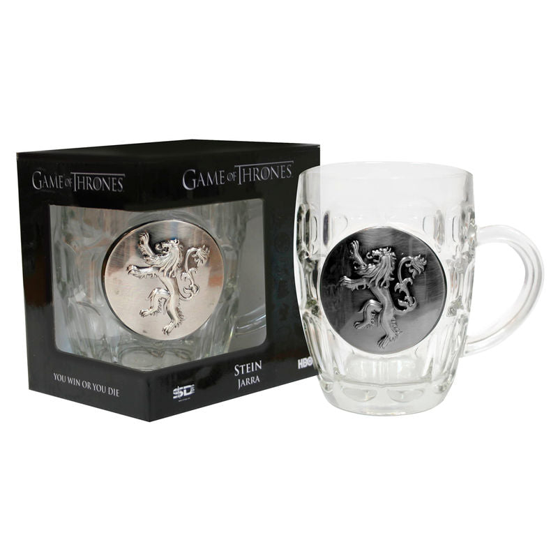 Jarra de cristal Lannister de Juego de Tronos con medallón del león