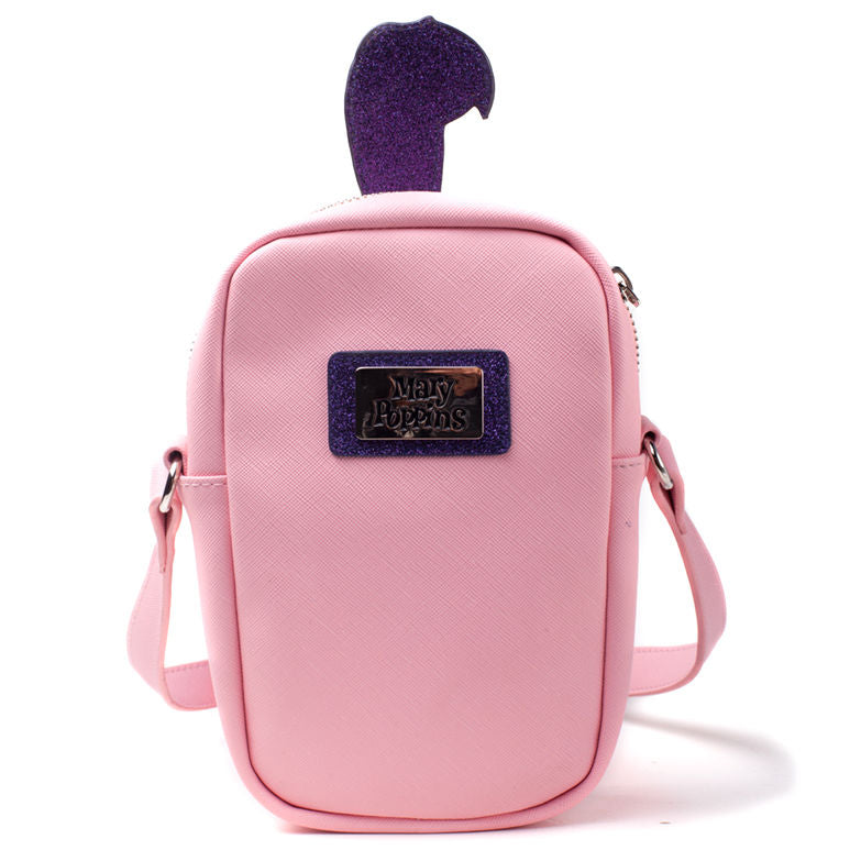 Bolso bandolera rosa de Mary Poppins Disney con paraguas morado y loro - 2