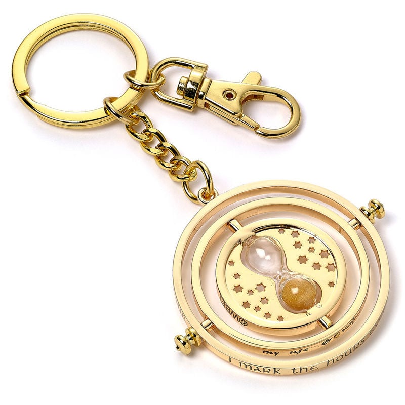 Llavero dorado Giratiempos de Harry Potter con reloj de arena
