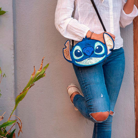 Bolso bandolera azul 3D de Stitch Disney con detalles brillantes - 2