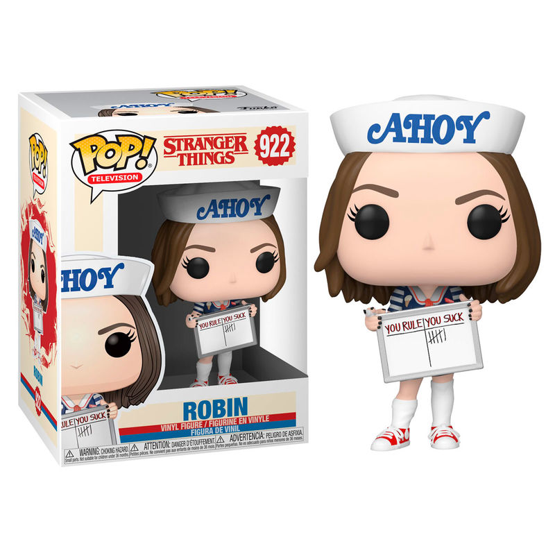 Figura Funko POP! de Robin de Stranger Things con gorro marinero y cartel - 2