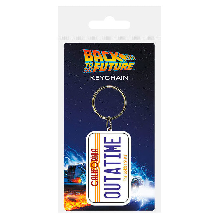 Llavero de goma de Regreso al Futuro con matrícula OUTATIME