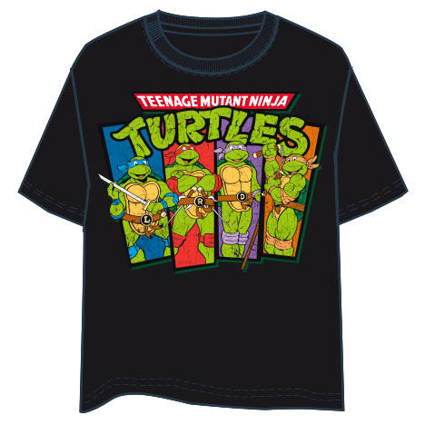 Camiseta negra de manga corta con estampado frontal de las Tortugas Ninja
