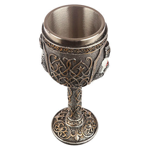 Copa medieval PUCKATOR con caballero cruzado y relieves góticos - 2