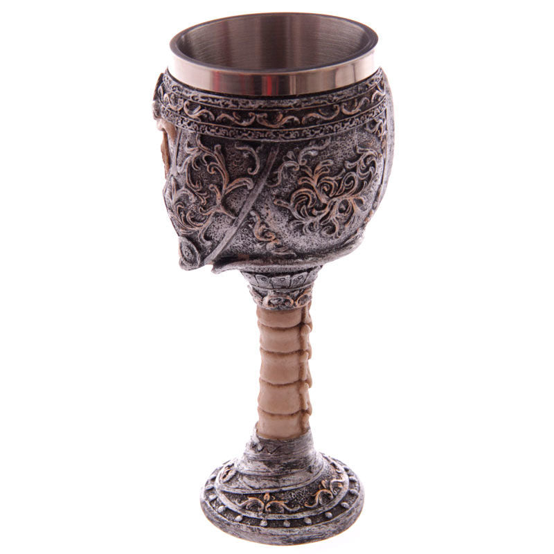 Copa gótica PUCKATOR con calavera en relieve y tallo decorado - 4