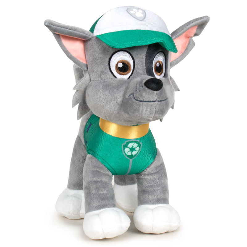 Peluche de Rocky de Patrulla Canina con gorra y chaleco verdes