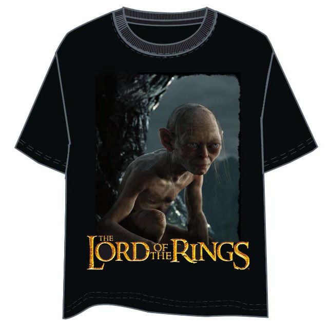 Camiseta negra de Gollum de El Señor de los Anillos con estampado frontal - 4