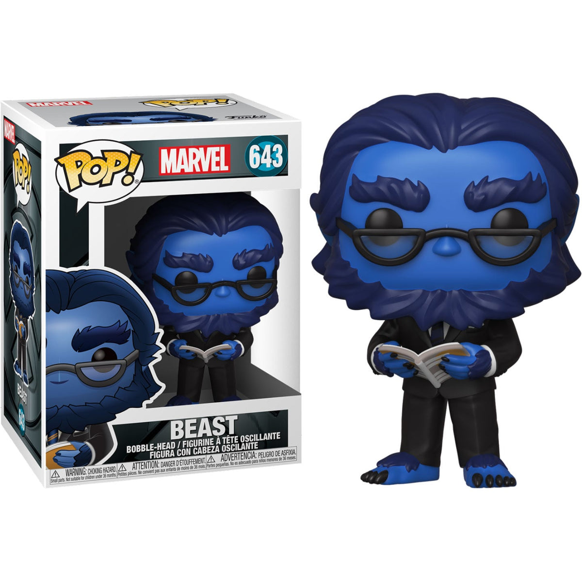 Figura Funko POP de Beast de X-Men con gafas y caja con ventana