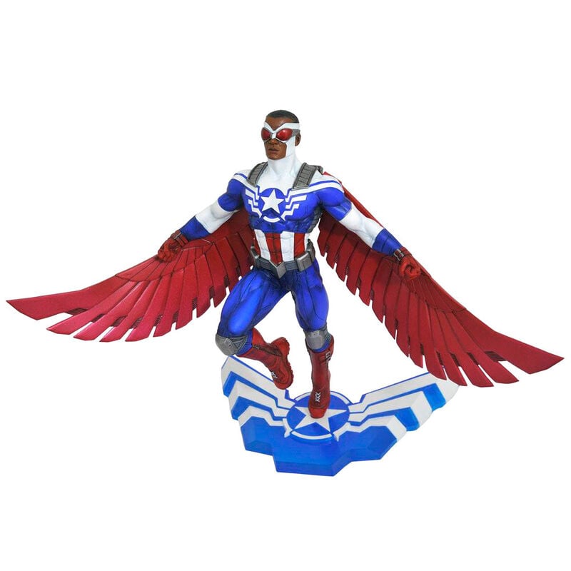 Estatua diorama de Captain America Sam Wilson con alas rojas extendidas