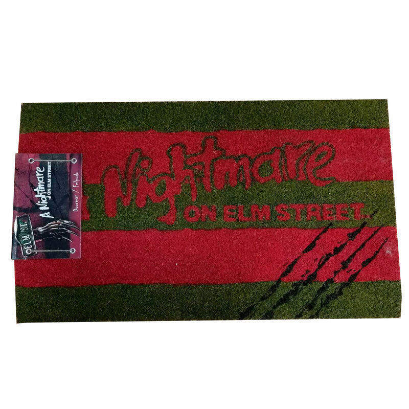Felpudo Pesadilla en Elm Street rojo y verde de fibra de coco
