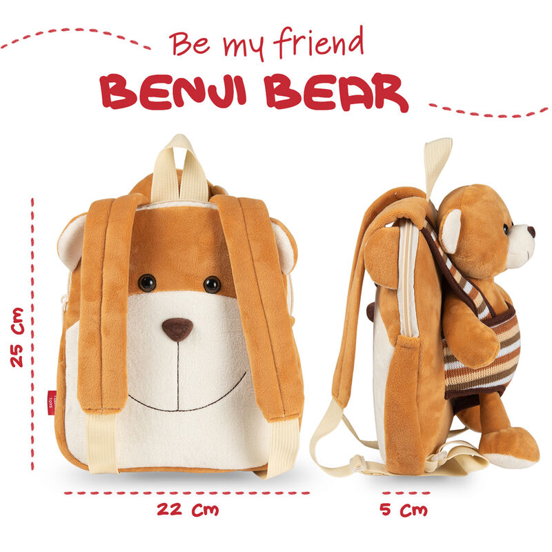 Mochila reversible PERLETTI con peluche de oso marrón Oso Benji - 5