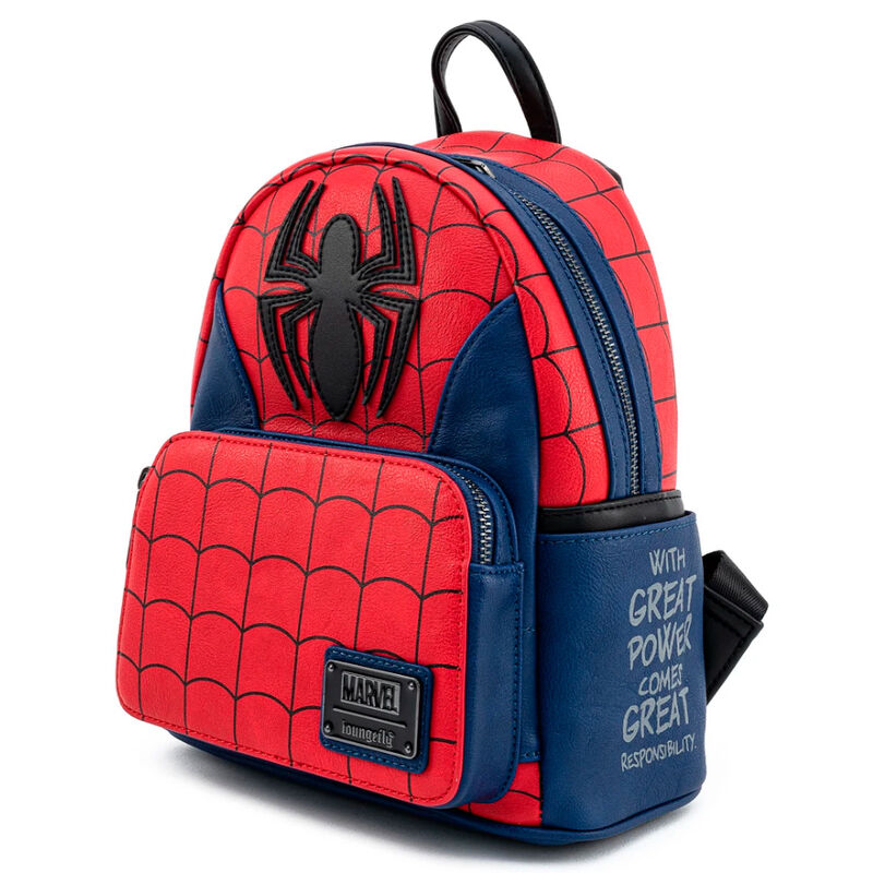 Mochila Loungefly de Spider-Man roja y azul con telarañas - 4