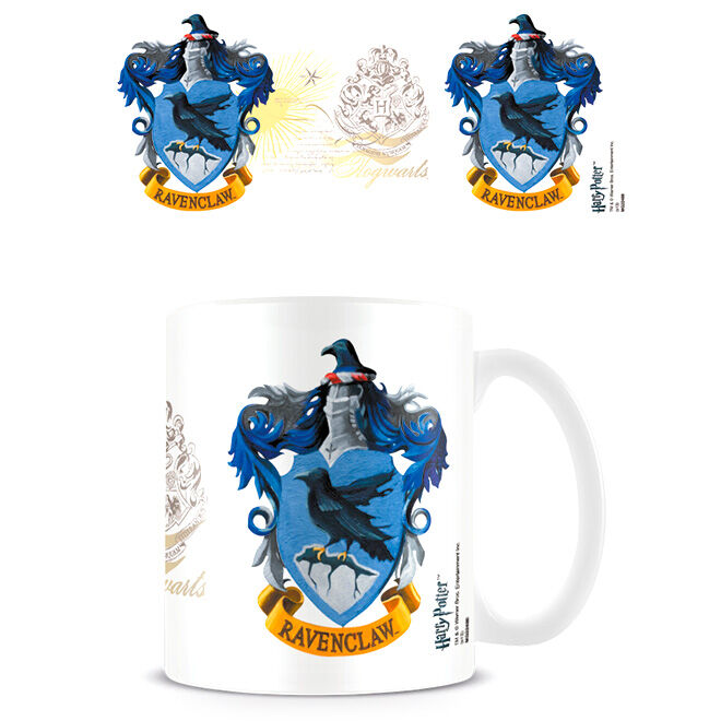 Taza blanca de cerámica Ravenclaw de Harry Potter con escudo azul y dorado