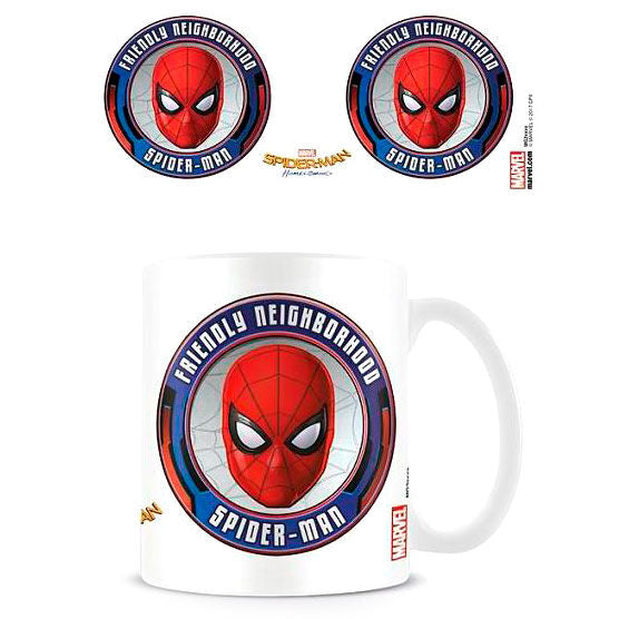 Taza blanca de cerámica de Spider-Man Friendly Neighborhood Marvel