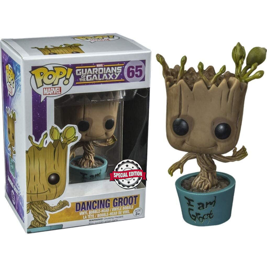 Figura Funko POP! Dancing Groot nº 65 en maceta y caja con ventana