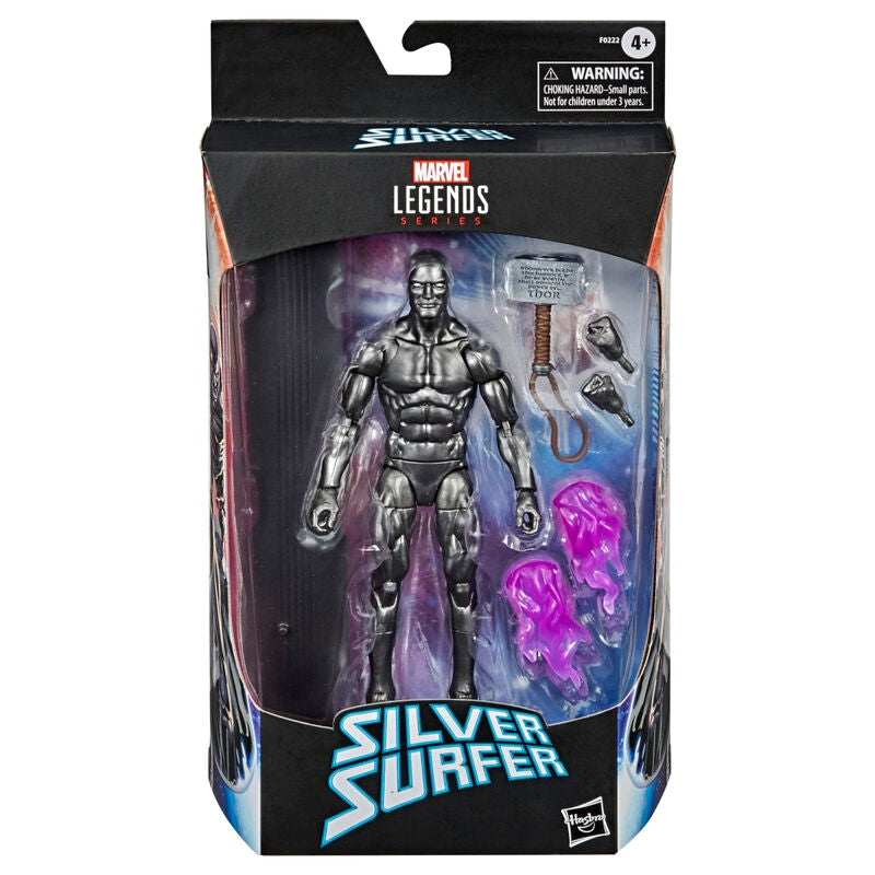 Figura articulada Silver Surfer Marvel Legends plateada con tabla y accesorios - 3