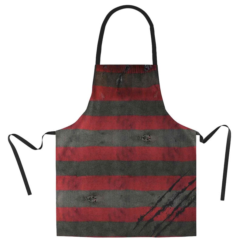 Delantal de Freddy de Pesadilla en Elm Street con rayas rojas y grises