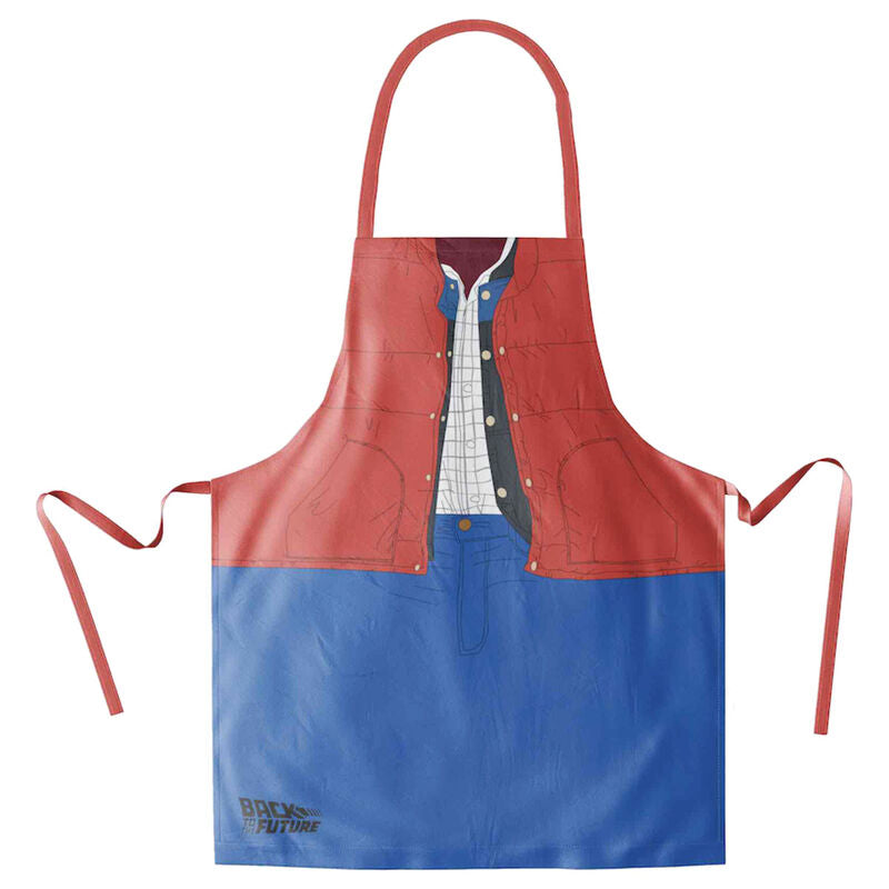 Delantal de Marty McFly de Regreso al Futuro en rojo y azul