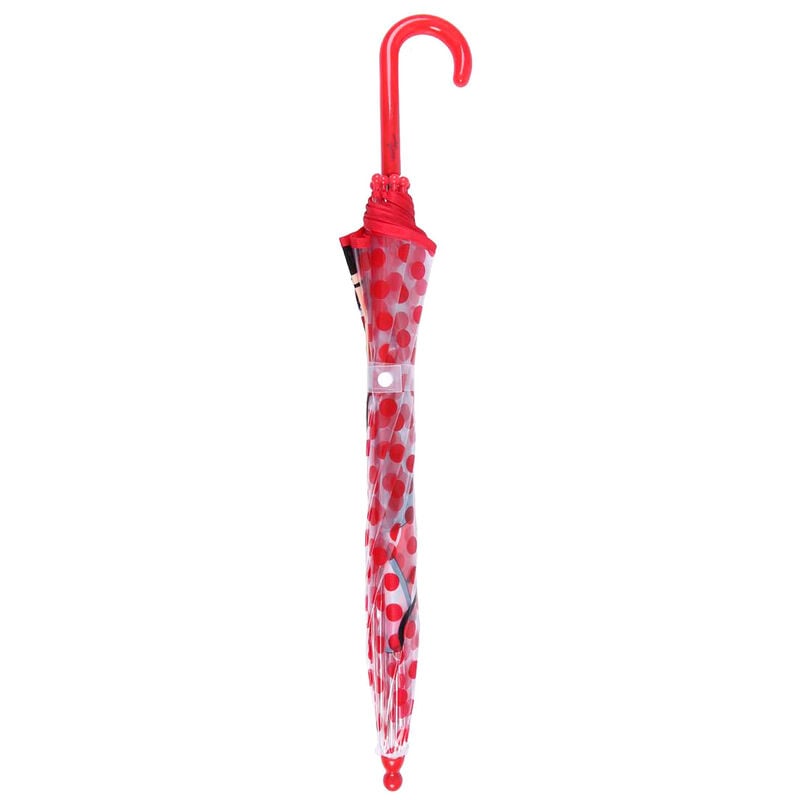 Paraguas transparente de Minnie Disney con lunares rosas y mango rojo - 3