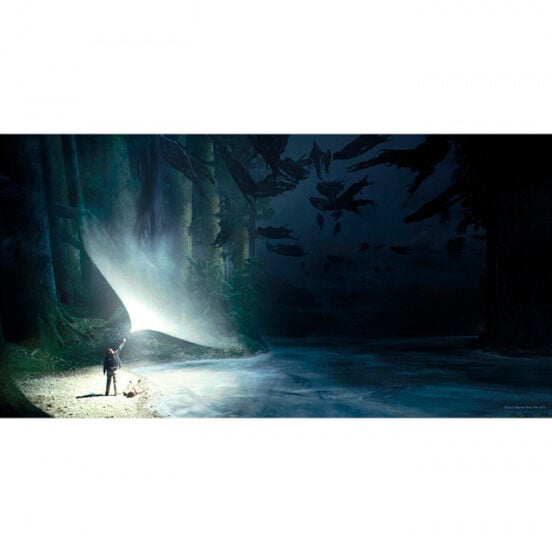 Póster de cristal Expecto Patronum de Harry Potter con escena nocturna de bosque