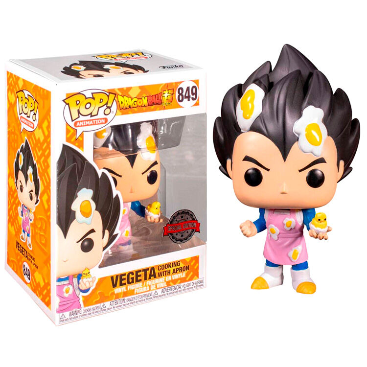 Figura Funko POP! de Vegeta con delantal rosa y detalles de cocina