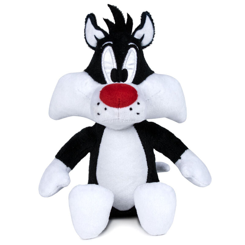 Peluche sentado de Silvestre de Looney Tunes en blanco y negro