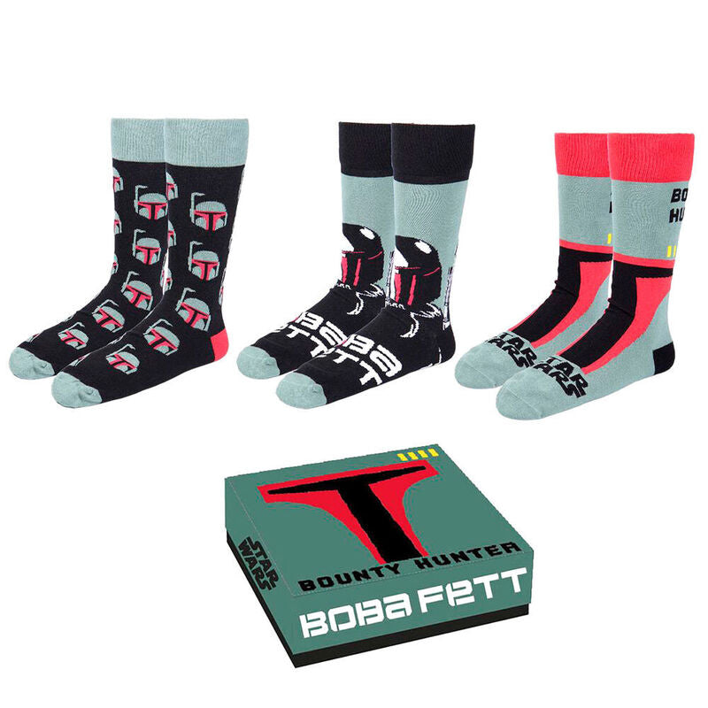 Set de tres calcetines Star Wars con diseños de Boba Fett