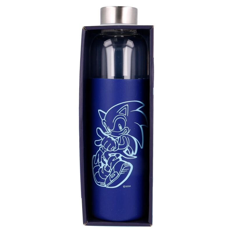 Botella de cristal Sonic The Hedgehog con funda azul de silicona - 3