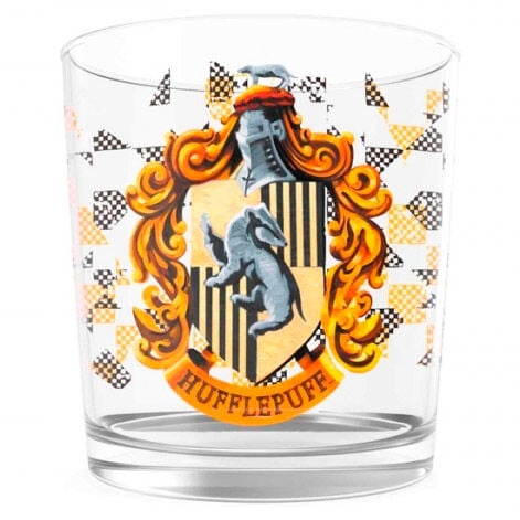 Vaso de cristal Harry Potter con el escudo de Hufflepuff