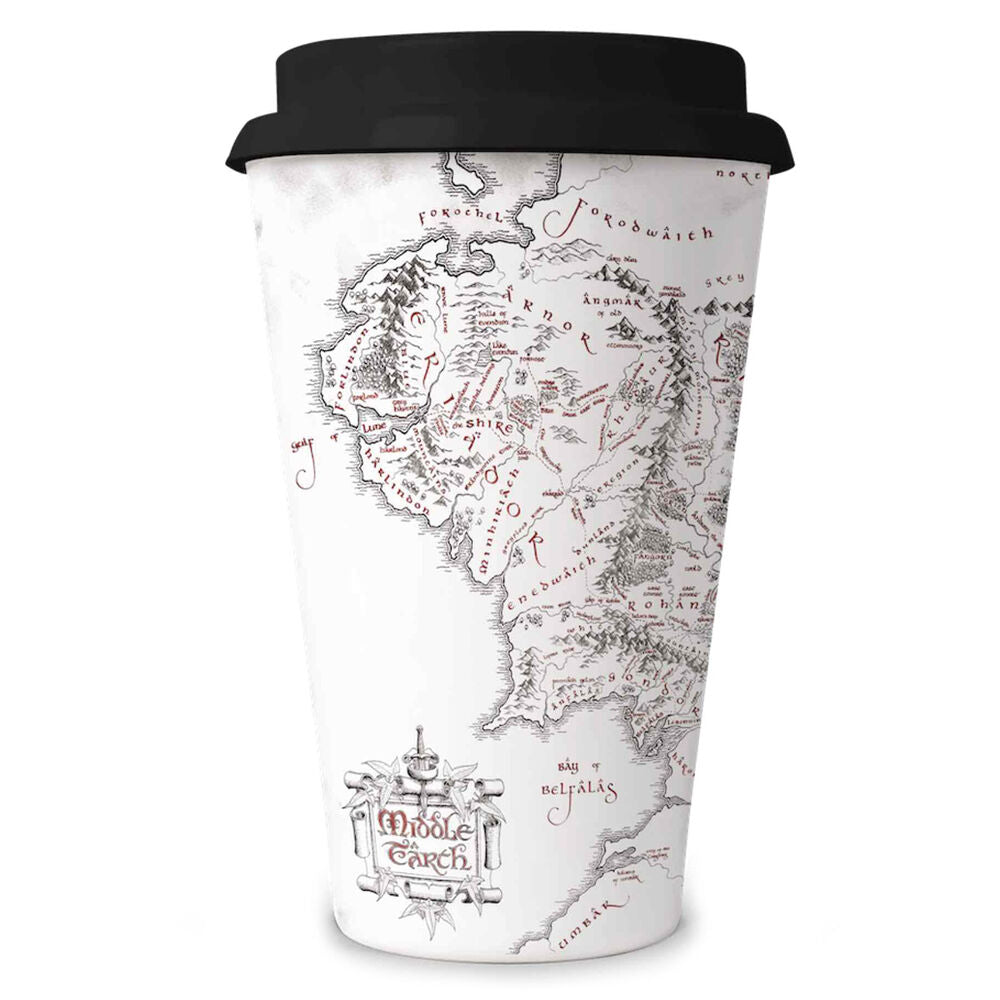 Taza de viaje de El Señor de los Anillos con mapa de la Tierra Media - 2