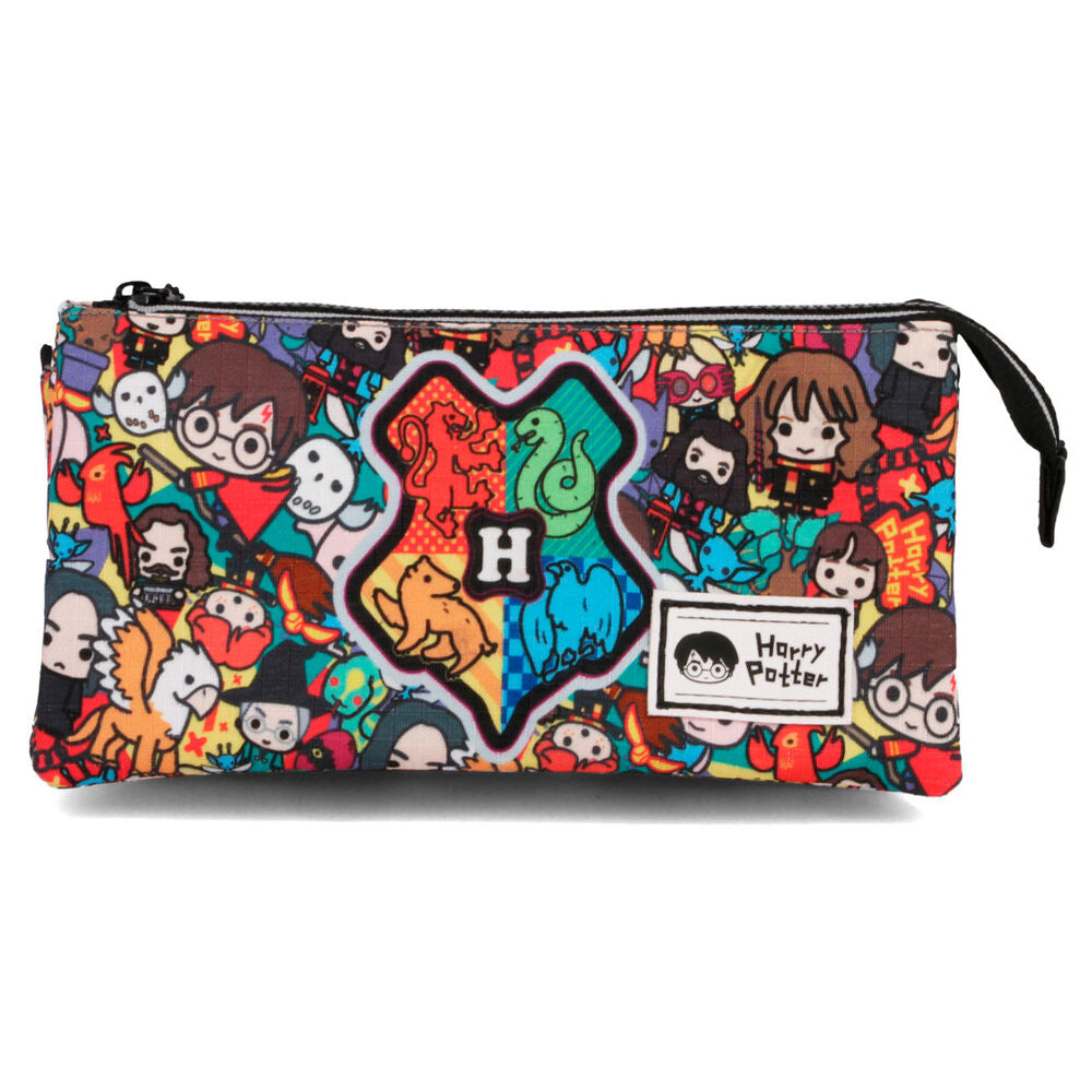 Portatodo triple Harry Potter multicolor con emblema de Hogwarts - 3