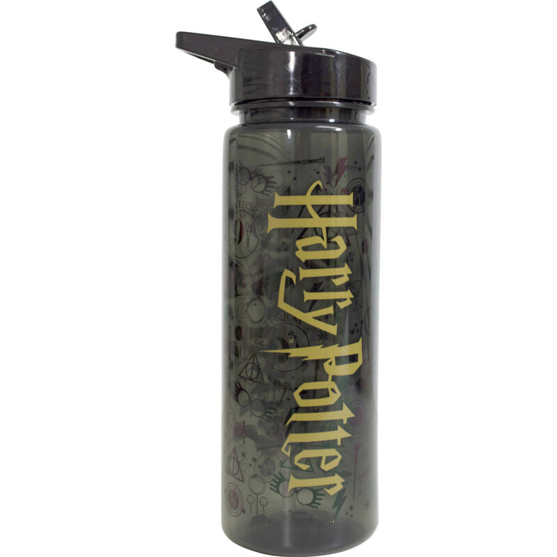 Botella Harry Potter de 750 ml con logo amarillo y tapa negra