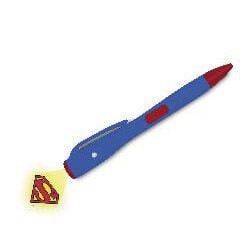 Bolígrafo azul de Superman DC Comics con detalles rojos y luz amarilla