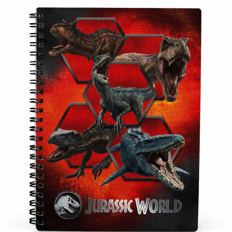 Cuaderno 3D Carnivorous de Jurassic World con dinosaurios