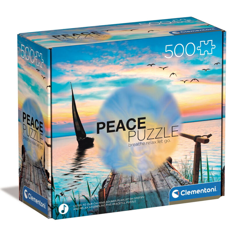 Caja del puzzle Clementoni Ful Wind Peace Puzzle de 500 piezas con paisaje marítimo al atardecer