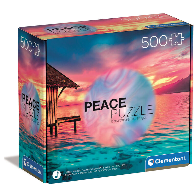 Caja del puzzle Clementoni Peace Puzzle de 500 piezas con paisaje marino al atardecer