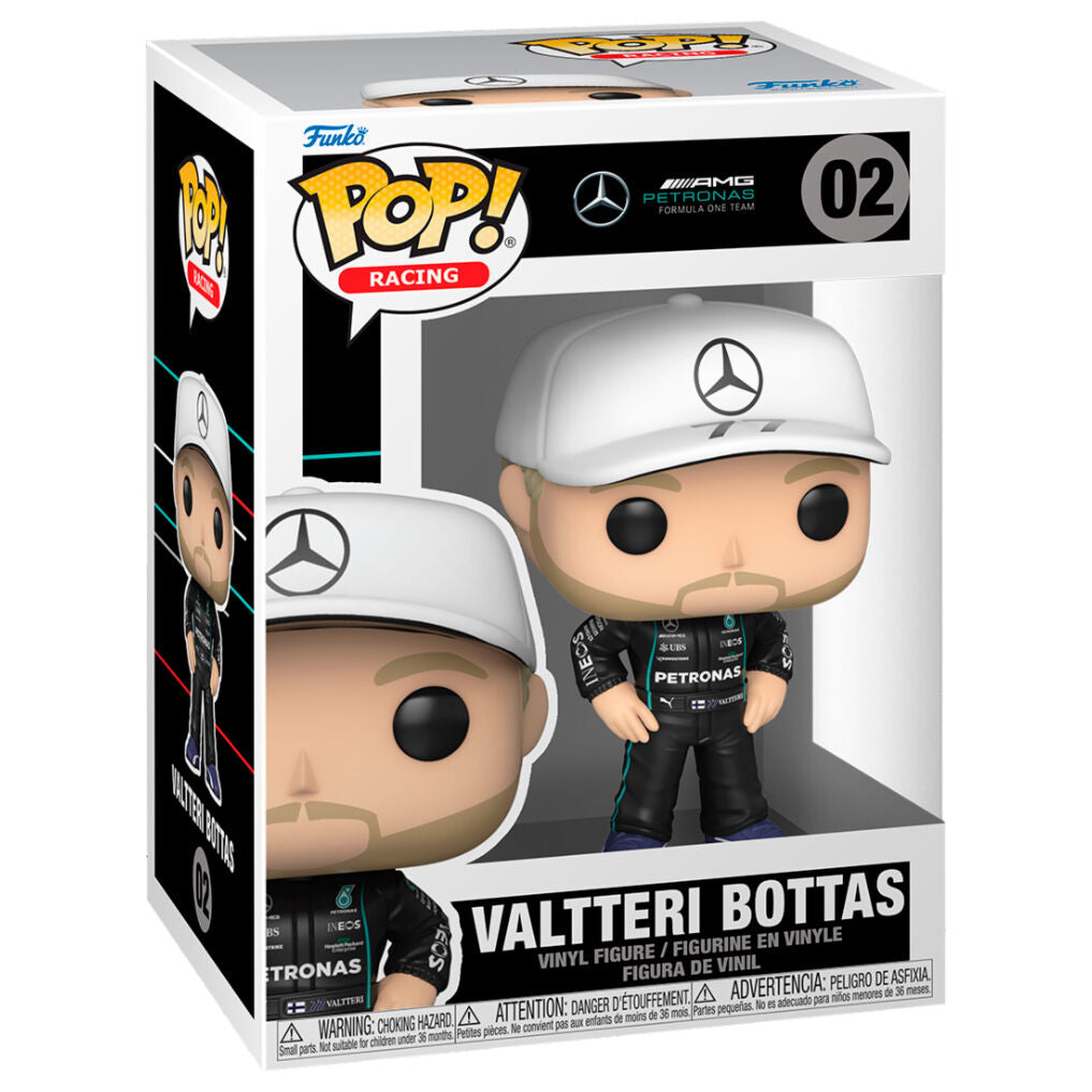 Figura Funko POP! de Valtteri Bottas con gorra blanca y mono negro - 3