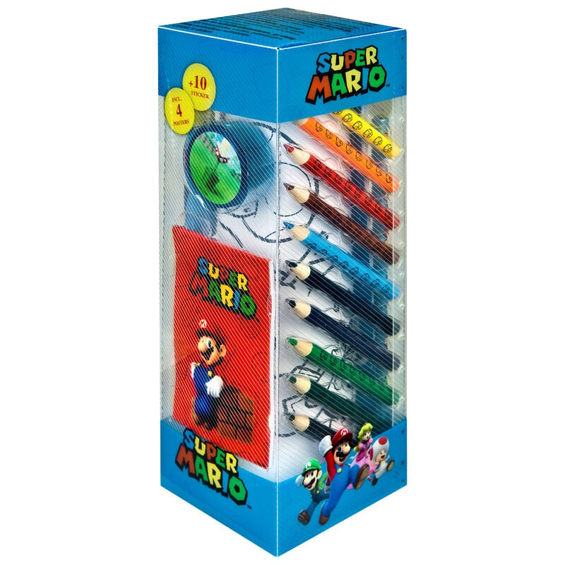 Set de papelería Super Mario Bros de 35 piezas con pegatinas y pósteres