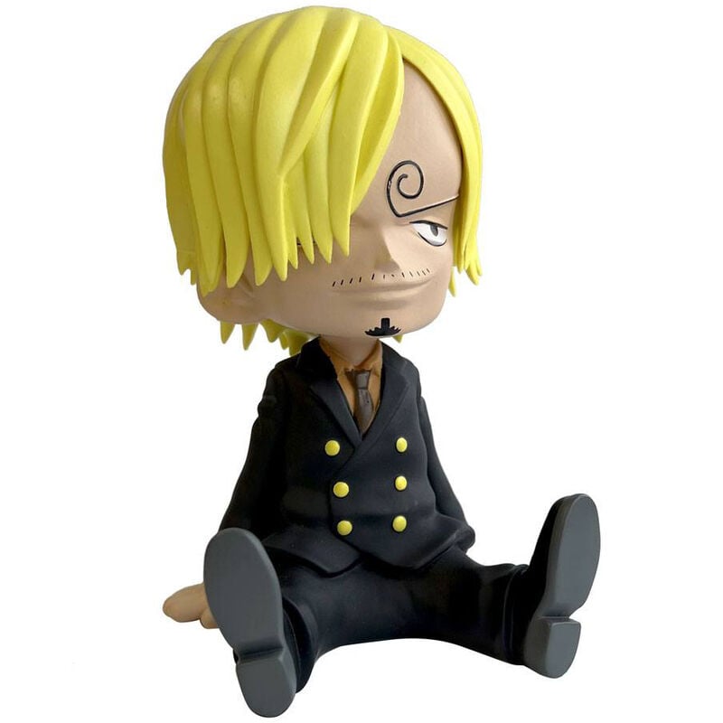 Figura hucha de Sanji de One Piece sentado con traje negro