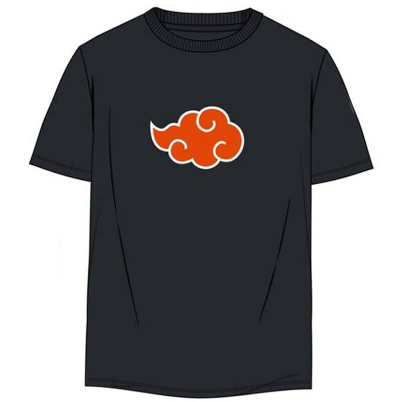 Camiseta negra Naruto Shippuden con nube roja frontal