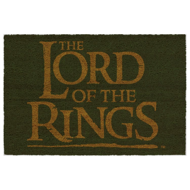 Felpudo verde con logo dorado de El Señor de los Anillos