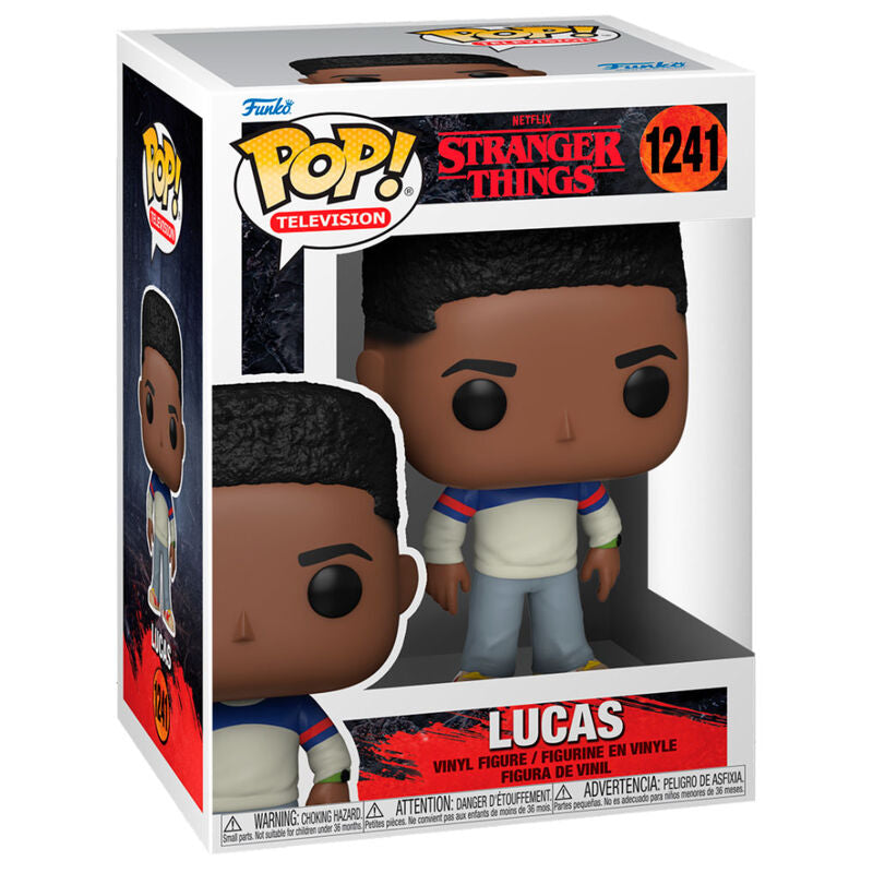 Figura Funko POP! de Lucas de Stranger Things con sudadera azul, blanca y roja - 3