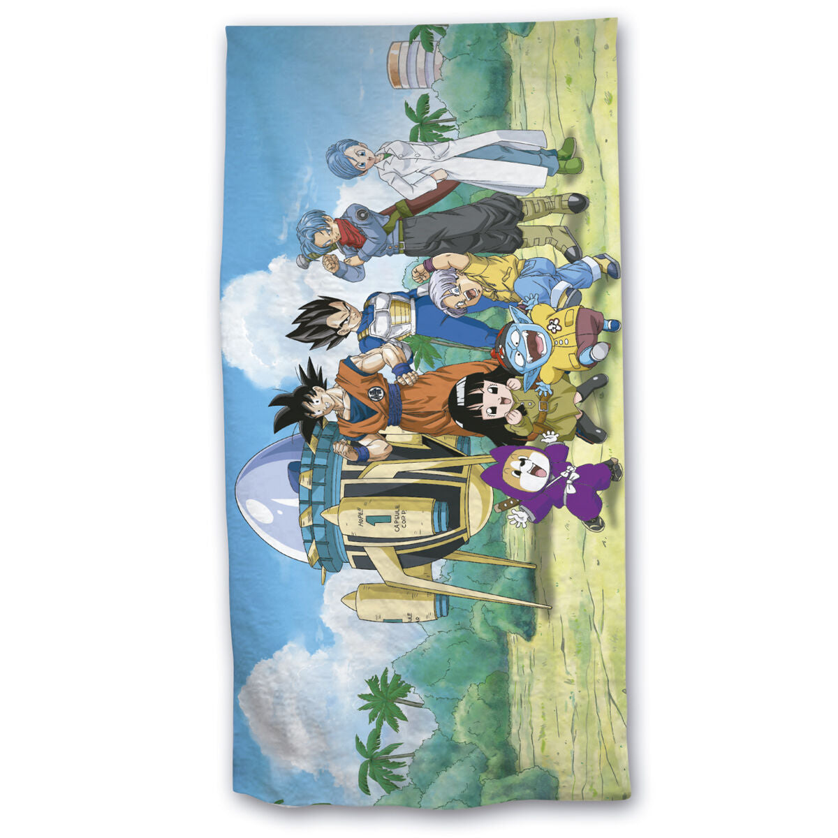 Toalla Dragon Ball de algodón con personajes y nave espacial