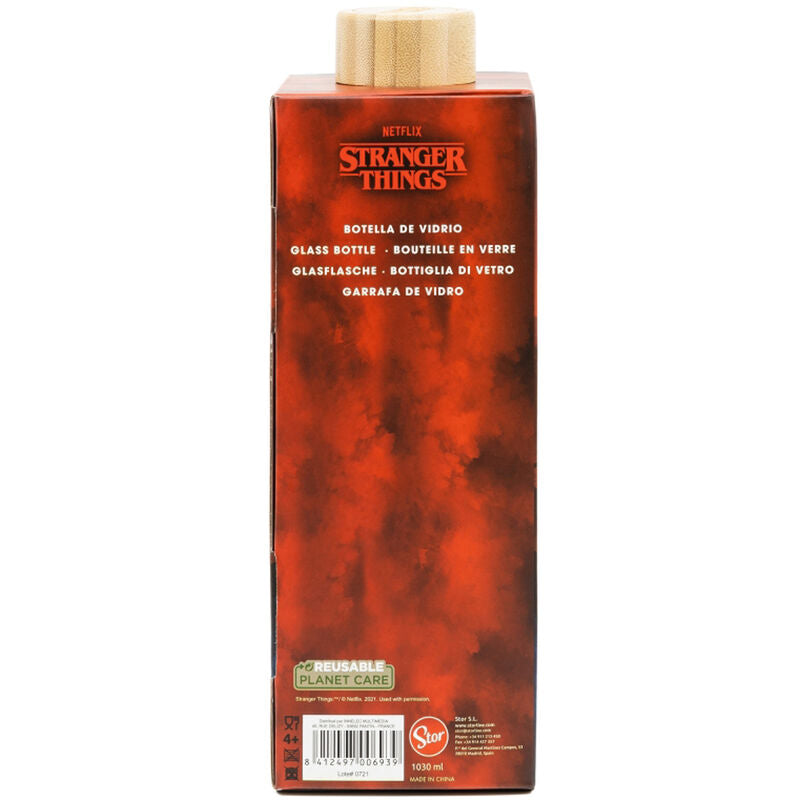 Botella de cristal Stranger Things de 1030 ml con diseño rojo y rosa - 4