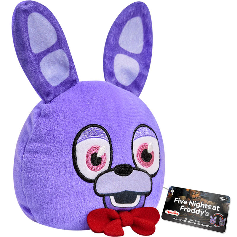 Peluche reversible morado de Bonnie de Five Nights at Freddy’s con lazo rojo