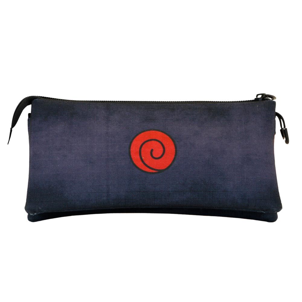 Portatodo triple Naruto Shippuden naranja y azul con símbolo de Konoha - 3