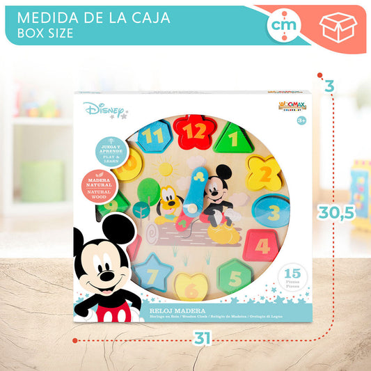 Reloj infantil de madera WOOMAX Disney Baby con Mickey y Pluto - 6